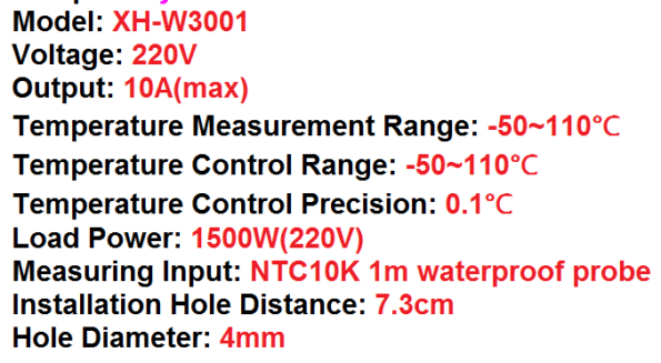 متحكم في الحرارة contrôleur XH-W3001 avec sonde étanche, programmable — image 7