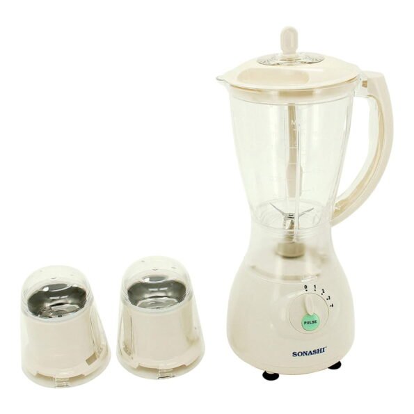 خلاط العصير السريع من سوناشي 3في1 مع مطحنتين للتوابل والحبوب مزود بأربع سرعات مختلفة SONASHI Blender 3en1 Avec 2 Moulin SB-133